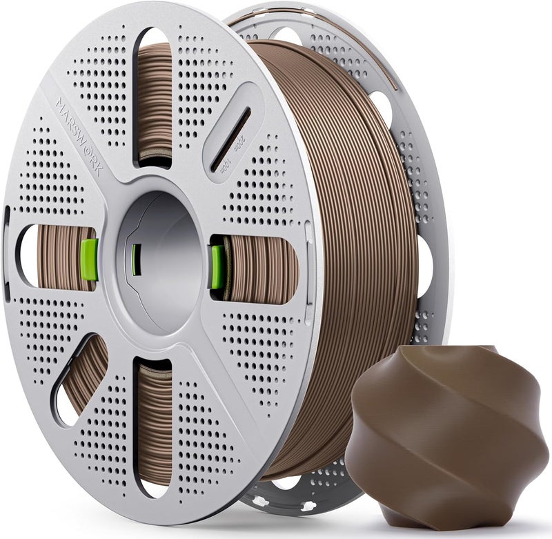 MarsWork PLA Basic, Pre-Dried Filament with Quick-Swap Reusable Spool 1kg (2.2lbs), 1.75mm 3D Printing Filament, Compatible with Bambu Lab 3D Printers – Cocoa Brown - Image 1